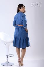 DONAIZ Two Tiered Elegant Chambray Dress