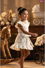 Donaiz Kids Stylish Girl V neckline flutter sleeve dress