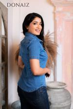 Pleated Pocket Denim Top