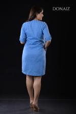 Donaiz Elegant Denim Dress with Lace