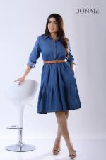 DONAIZ Two Tiered Elegant Chambray Dress