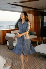 Checked Midi Front Tie Dress