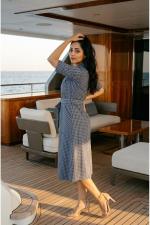 Checked Midi Front Tie Dress