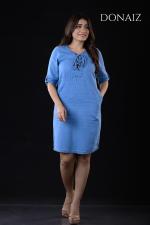 Donaiz Elegant Denim Dress with Lace