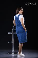 DONAIZ Front Buttoned Pinafore Denim Dress