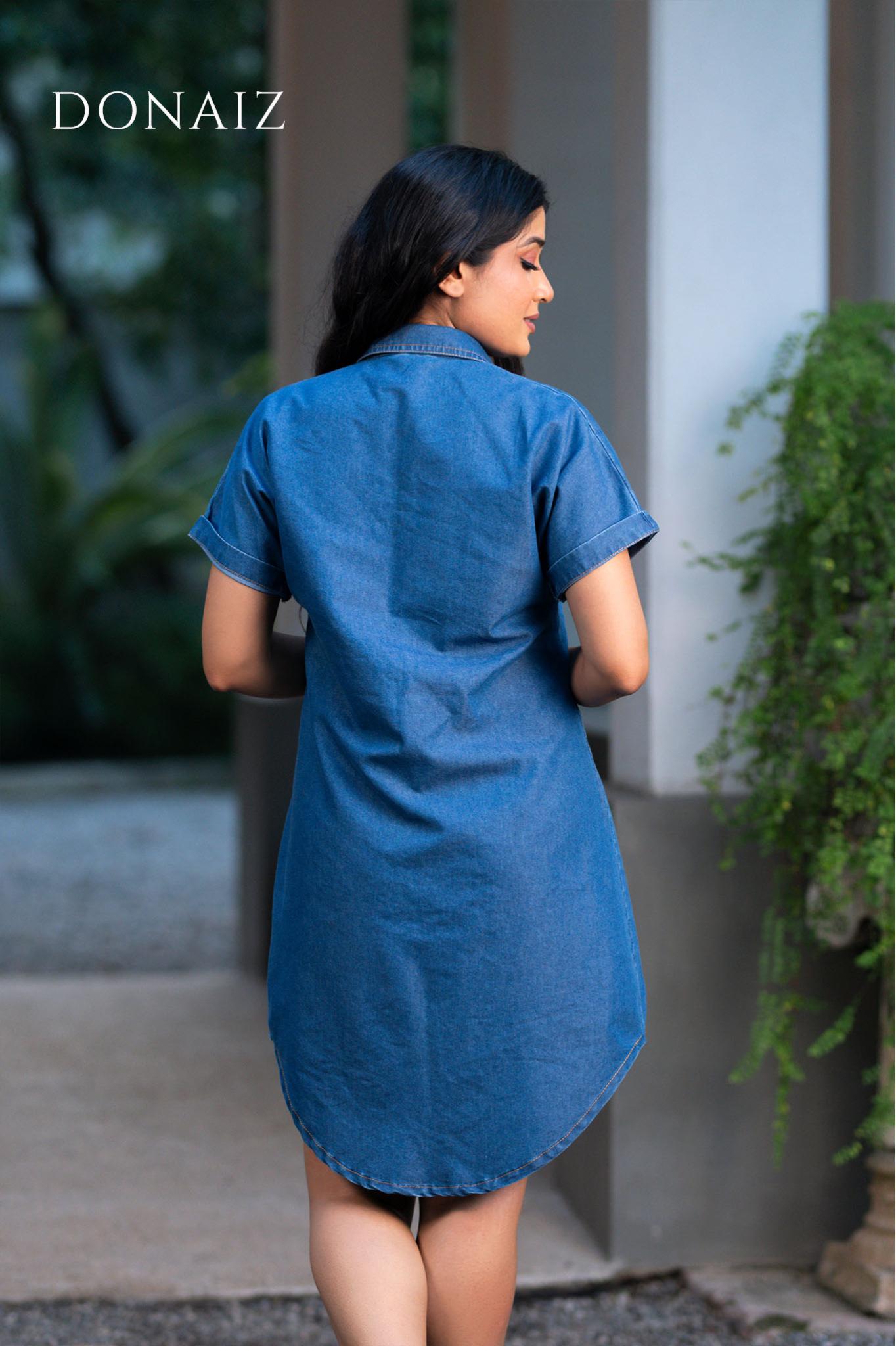Elegant Chambray Shirt Dress