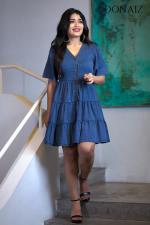 Charming Tiered V neck Dress
