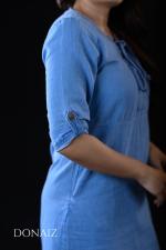 Donaiz Elegant Denim Dress with Lace