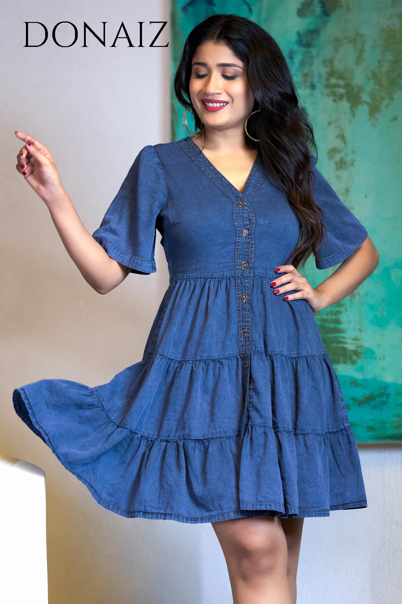 Charming Tiered V neck Dress