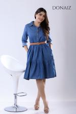 DONAIZ Two Tiered Elegant Chambray Dress