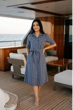 Checked Midi Front Tie Dress