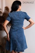 V Neck Denim Dress with a Belt