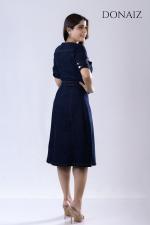 DONAIZ Elegant denim midi dress with short sleeves