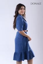 DONAIZ denim dress with ruffle hem
