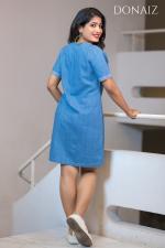 Fashionable Round Neck Denim Dress