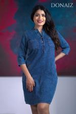Zipper Pocketed Medi Denim Dress